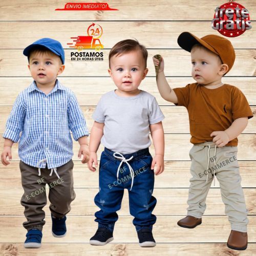 Calça Jogger Jeans Infantil Menino Bebê