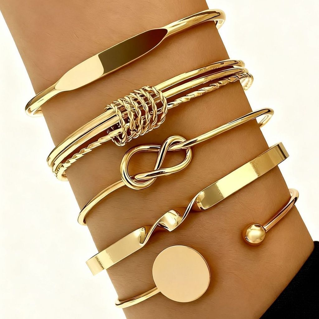 Kit 5 Peças Pulseiras Femininas Design Geométric
