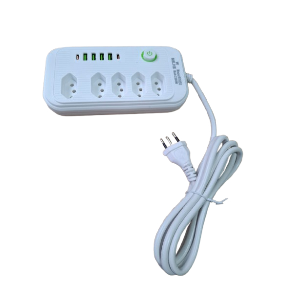 Extensão 5 Tomadas Cabo 2 Metros 4 USB E 2 Tipo C