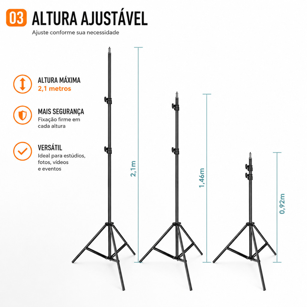 Suporte Tripé Ajustável 2,1m para Ring Light Sof