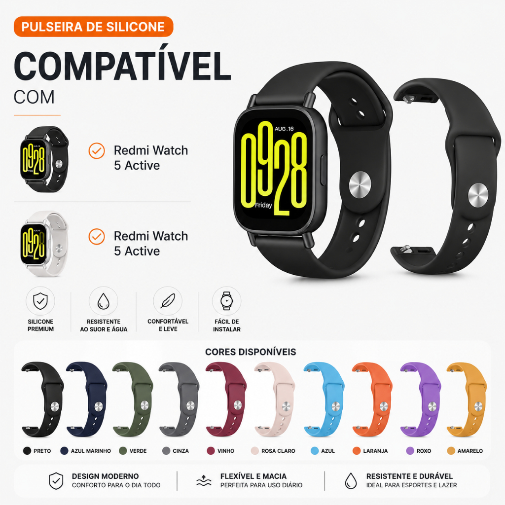 Pulseira Silicone Para Relogio Redmi Watch 5 Activ