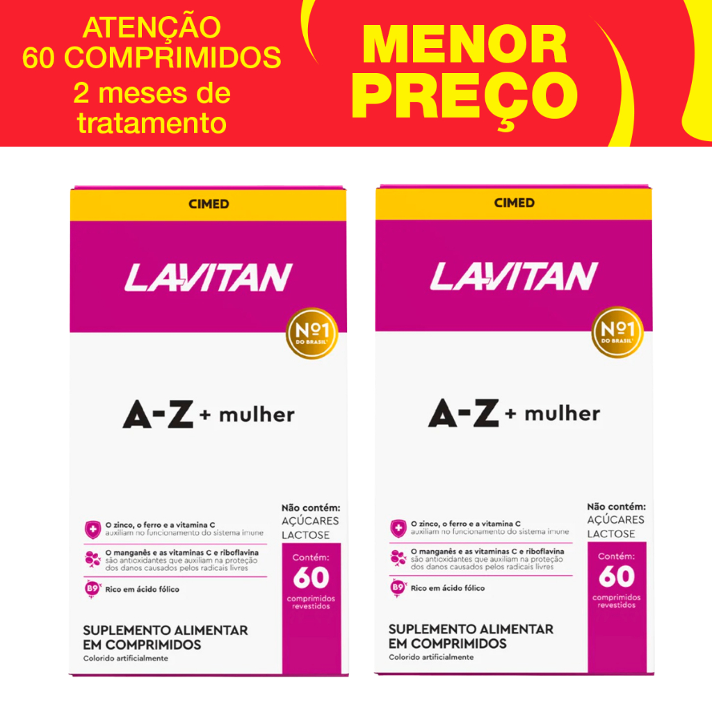 Kit 2x Lavitan AZ Mulher Cimed 60 Comprimidos Cada