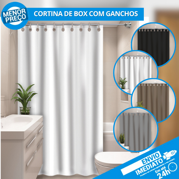 Cortina de Box Vinil Lisa Banheiro Moderna Imperme