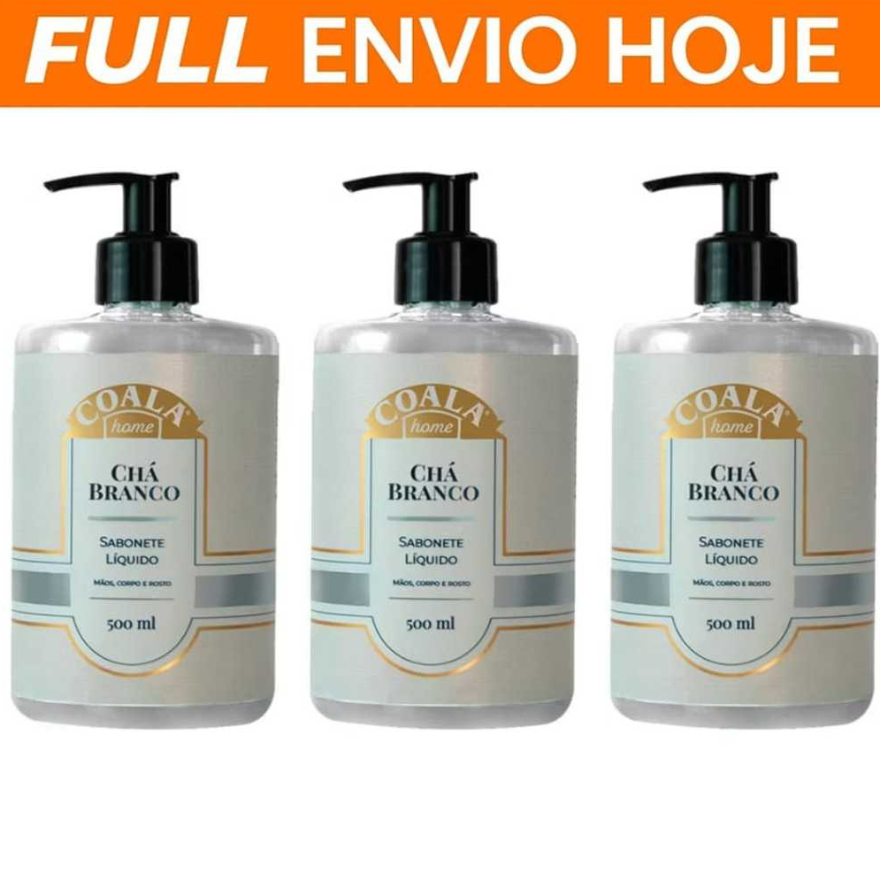 Kit 3 Sabonete Líquido Coala Chá Branco 500ml Li