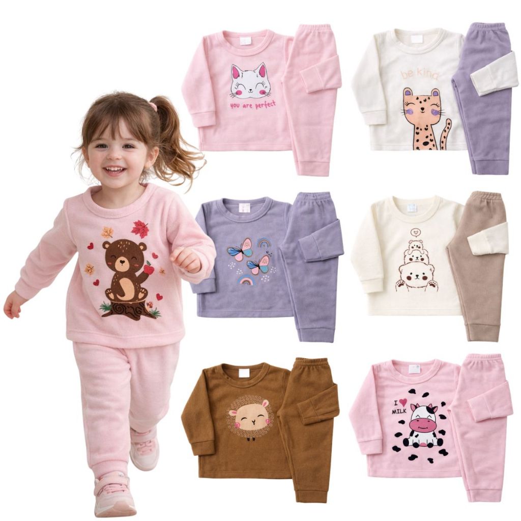 Kit 4 Peças Conjunto Soft Menina Infantil e Bebê