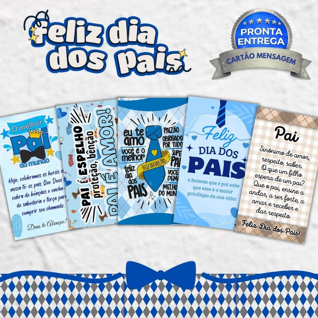 50 ou 100 Cartões Mensagens Dia dos Pais 9×5
