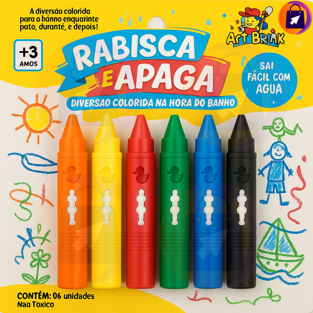 Kit 18 Giz De Cera Rabisca E Apaga Lavável Brinqu