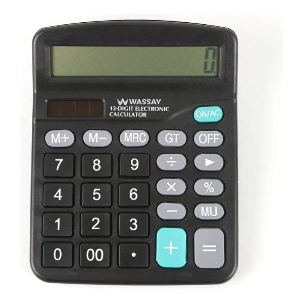 Calculadora Preta 12 Dígitos Wassay para Escola E