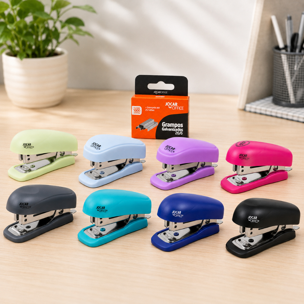 Grampeador Mini + 1000 Grampos Cores Sortidas Joca