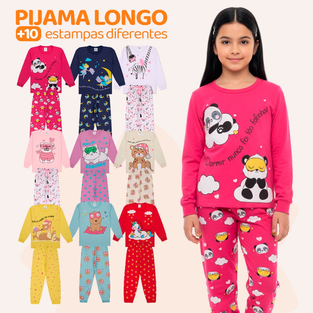 Kit Sortido 2, 6 ou 10 Peças Pijama Infantil Meni