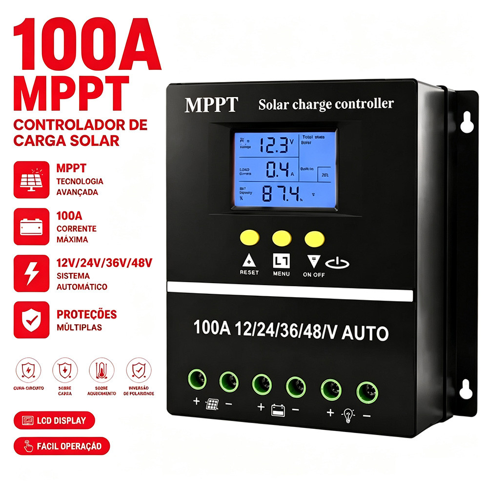 Controlador De Carga Solar MPPT 100A Regulador 12V