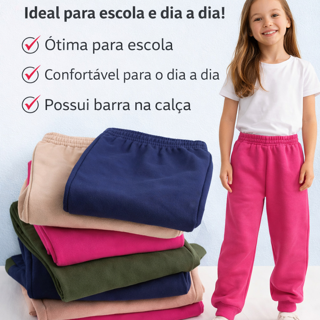 Kit Calça Moletom Infantil Menina do Tamanho 02 a