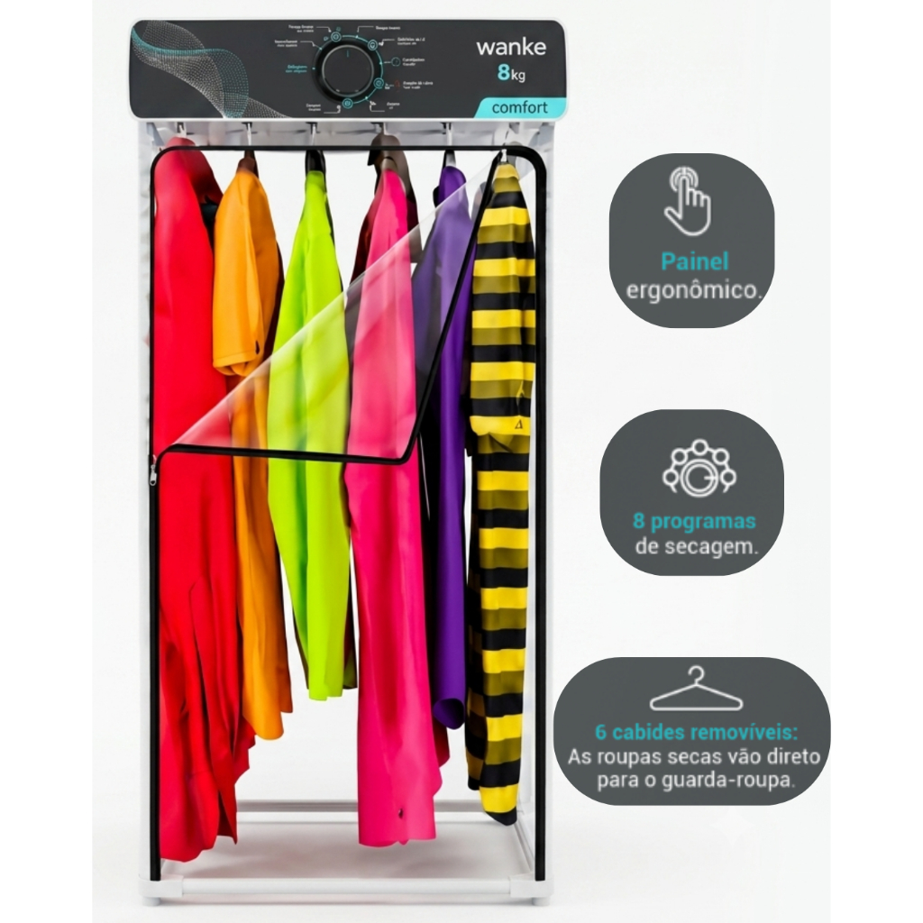 Secadora de Roupas Parede Comfort 8 Kg Wanke