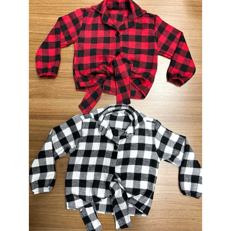 Camisa Xadrez Infantil Feminina Manga Longa Estilo