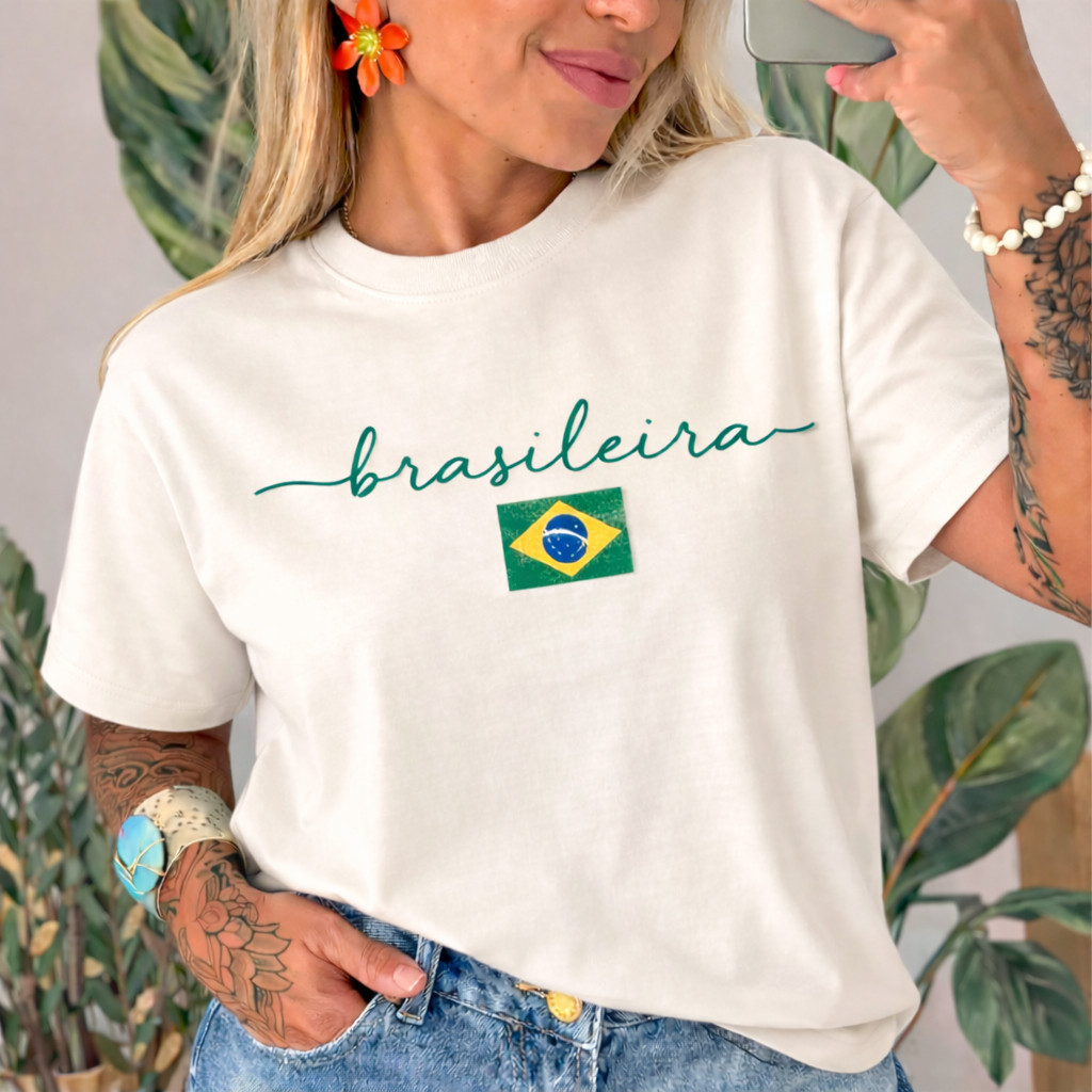 Camiseta Copa do Mundo Brasil 100% Algodão Copa D
