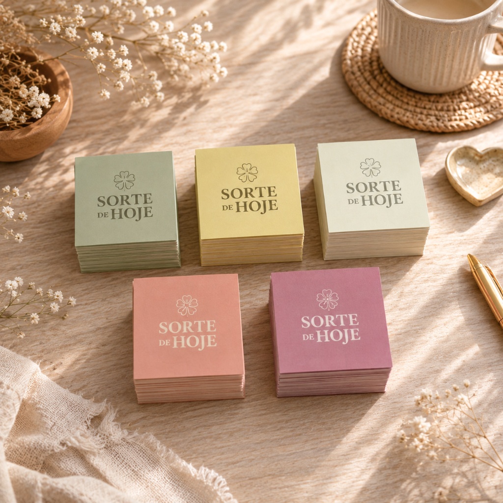 Kit 100 Mini Cartões Sorte de Hoje Frases Agradec