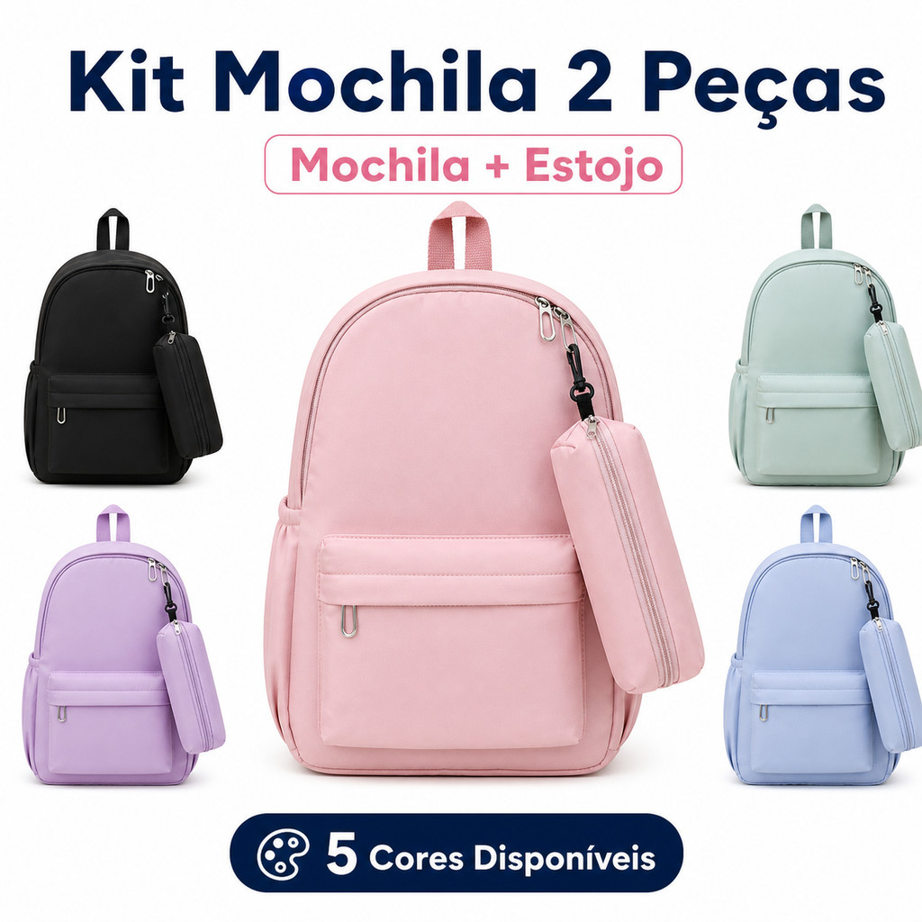 Kit Mochila 2 Peças (Mochila + Estojo) Náilon 5