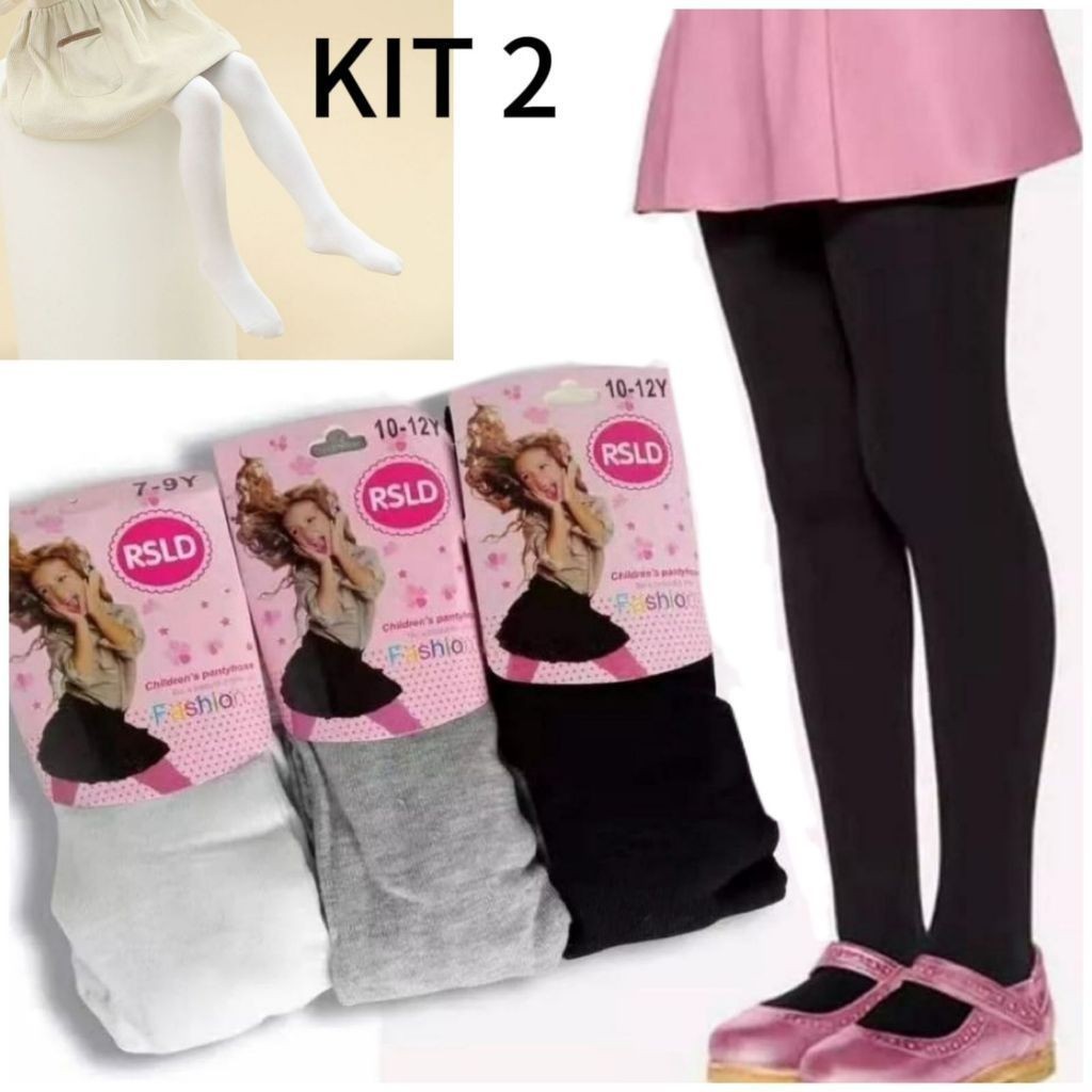 Kit com 2 Meia calça infantil Frio Inverno Para B