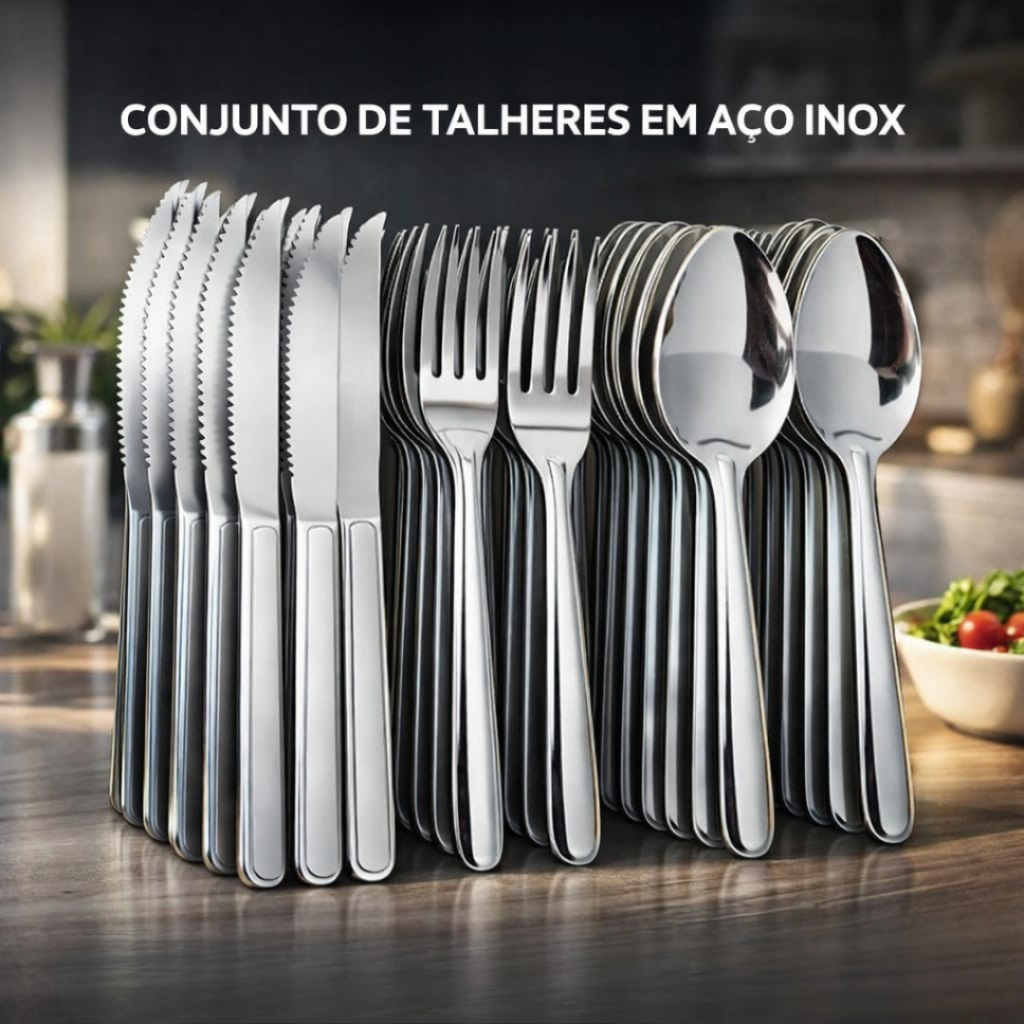 Jogo De Talheres 24/48/72 Peças Aço Inox  Facas 