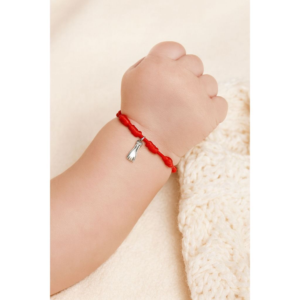 Pulseira p bebe 7 Nós com Figa Fio vermelho  Prot