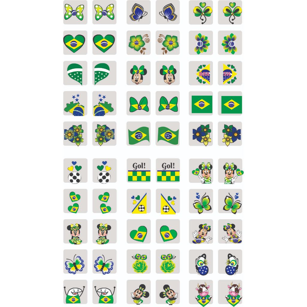 Cartela C/ 60 Adesivos de Unha Decorativos Copa 20