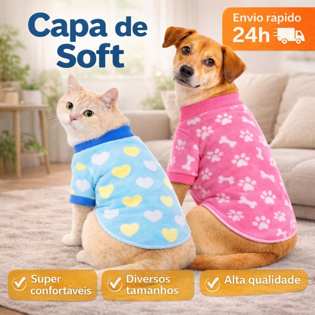 Roupa de Cachorro Capa de Soft Quentinha Roupa Pet