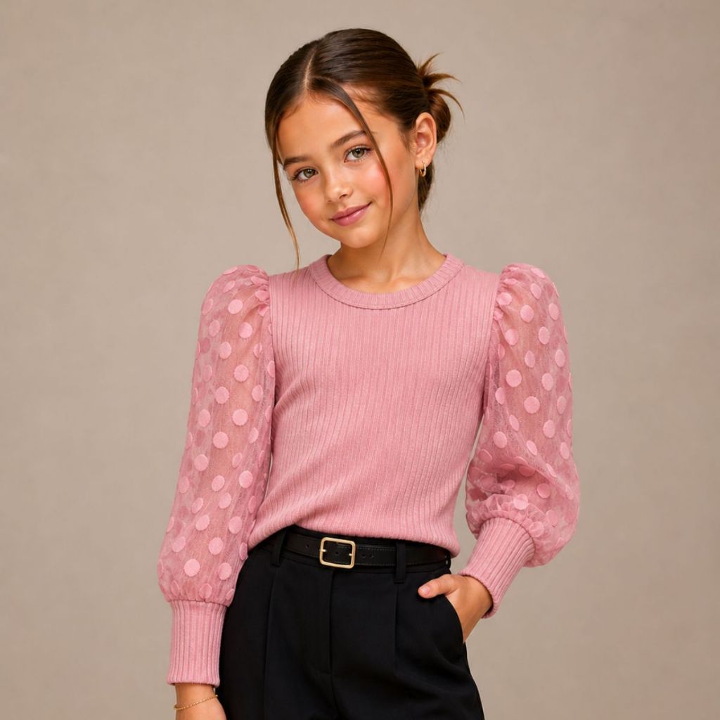 Blusa Manga Bufante Tule Infantil Blogueirinha Ten