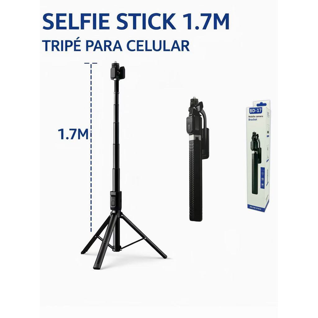 Selfie stick 1.7M de comprimento sem fio Bluetooth