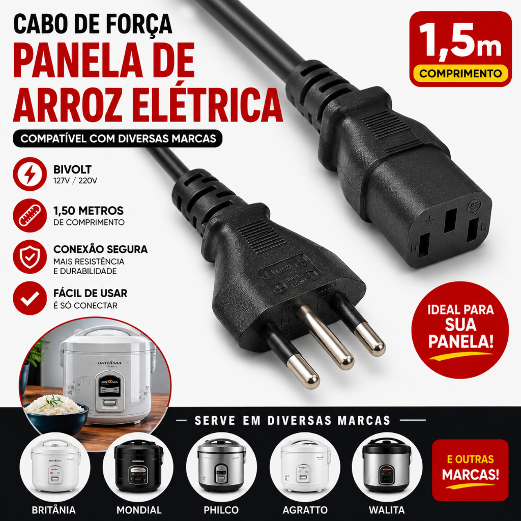 Cabo De Força Panela De Arroz Elétrica 3L Fio de