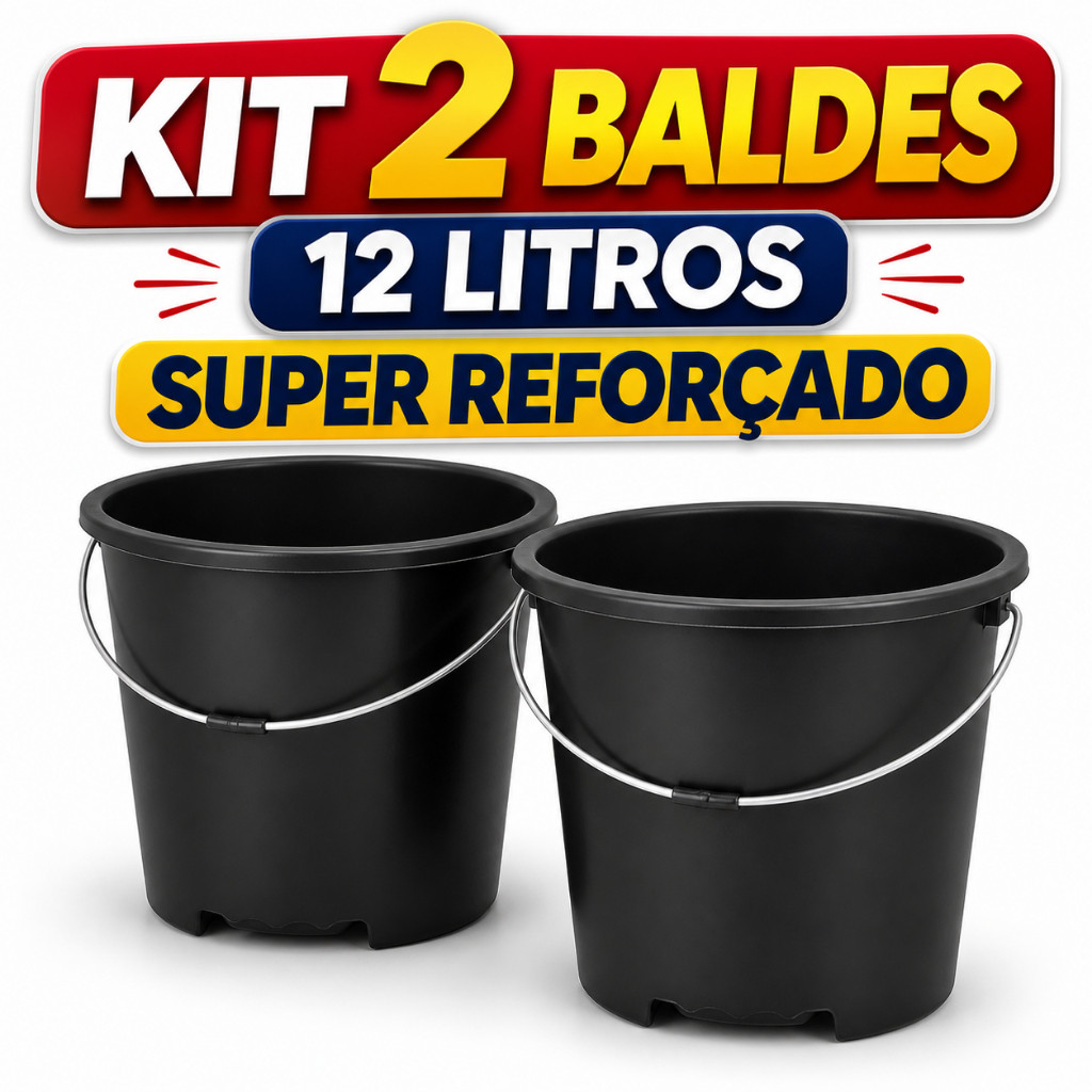 Kit 2 Balde 12 Litros Reforçado com Alça de Ferr