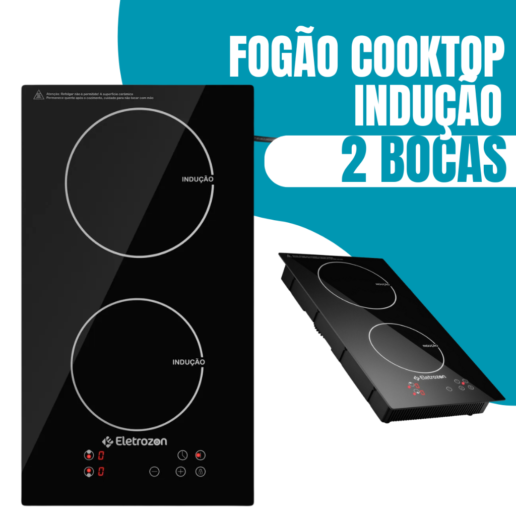 Cooktop de Indução 2 Bocas Preto  Painel Touch T