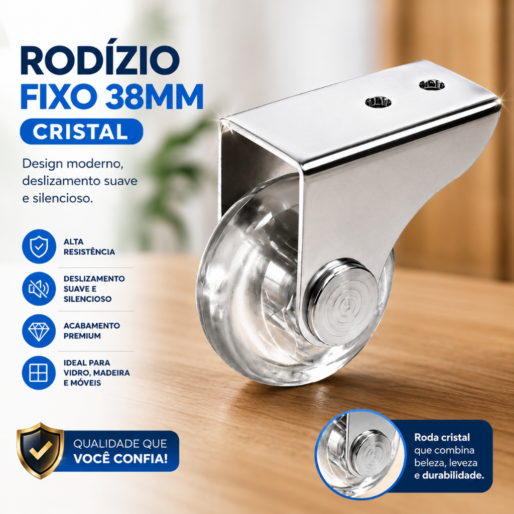 Kit 4 Rodinha para Móveis Rodízio 38mm Fixo para