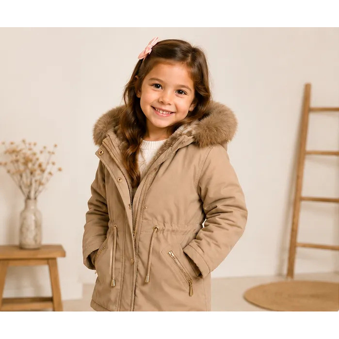 Jaqueta Parka Infantil Menina Peluciada Touca Remo