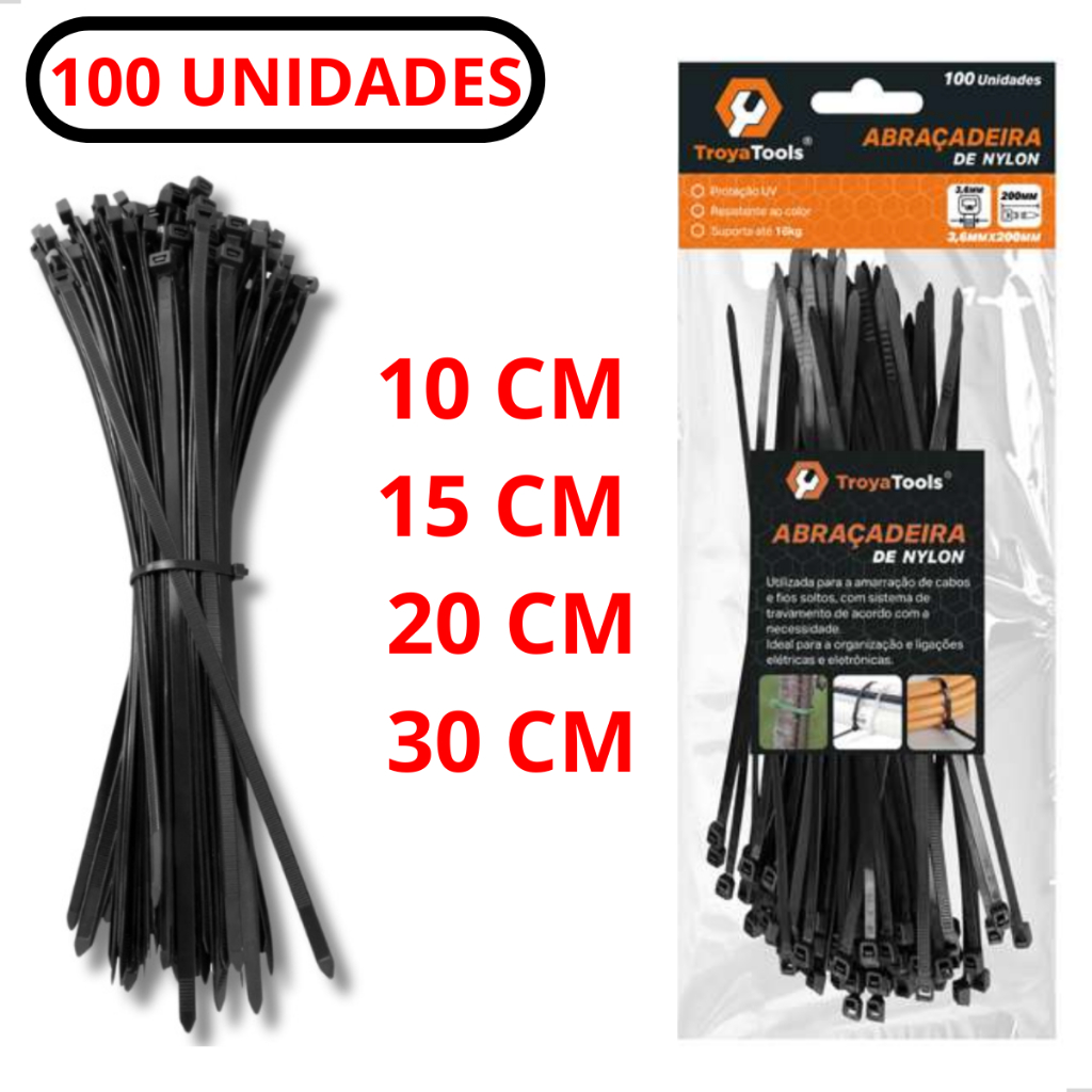 Kit 100 Abraçadeira de Nylon Cinta Plástica Enfo