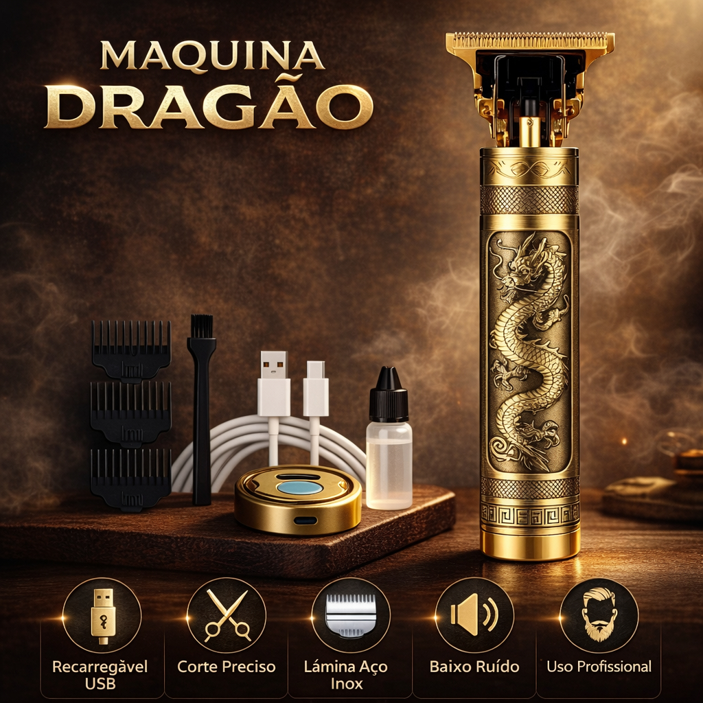Maquininha Profissional Sem Fio Dragao Cabelo Barb
