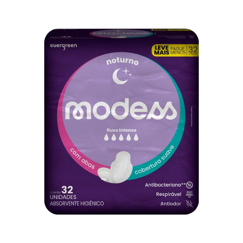 Absorvente Modess Noturno com Abas 32 unidades