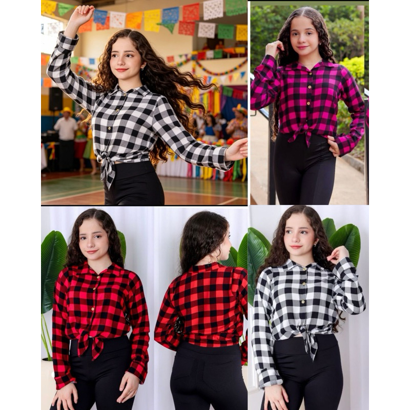 Camisa Xadrez Infantil e Juvenil em Viscose para F