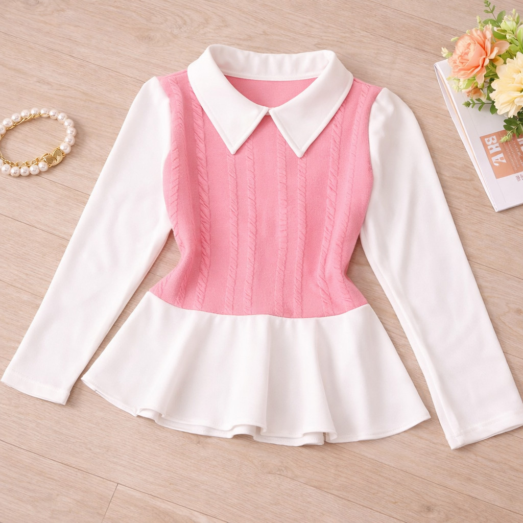 Blusa infantil menina manga longa moda outono- inv