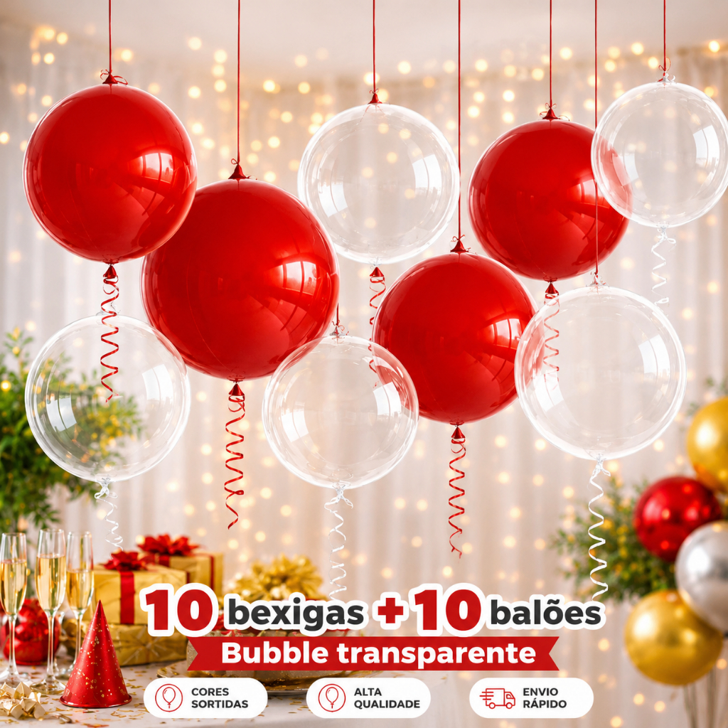Bubble 18 Polegadas kit 10 + 10 bexigas 18 polegad