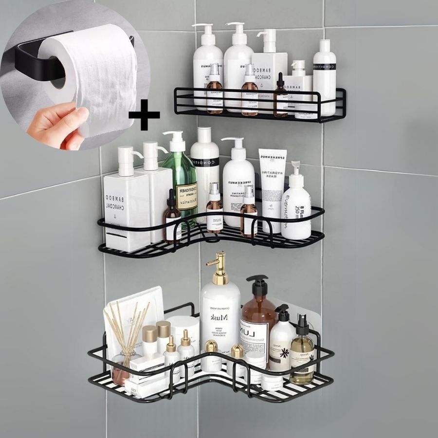 Suporte Prateleira Porta Shampoo Canto e Reto Com 