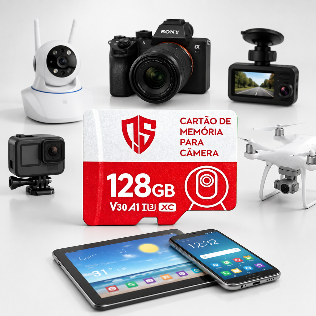 Cartão de Memória Micro SD 32GB, 64GB, 128GB Par