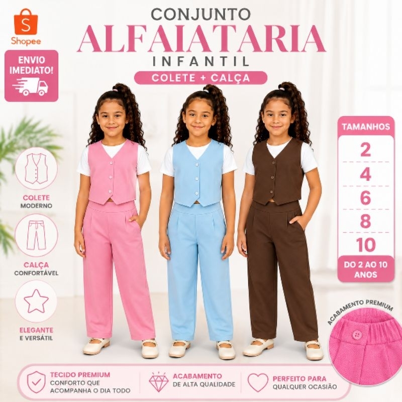 Conjunto  Alfaiataria Infantil Colete + Calça Men