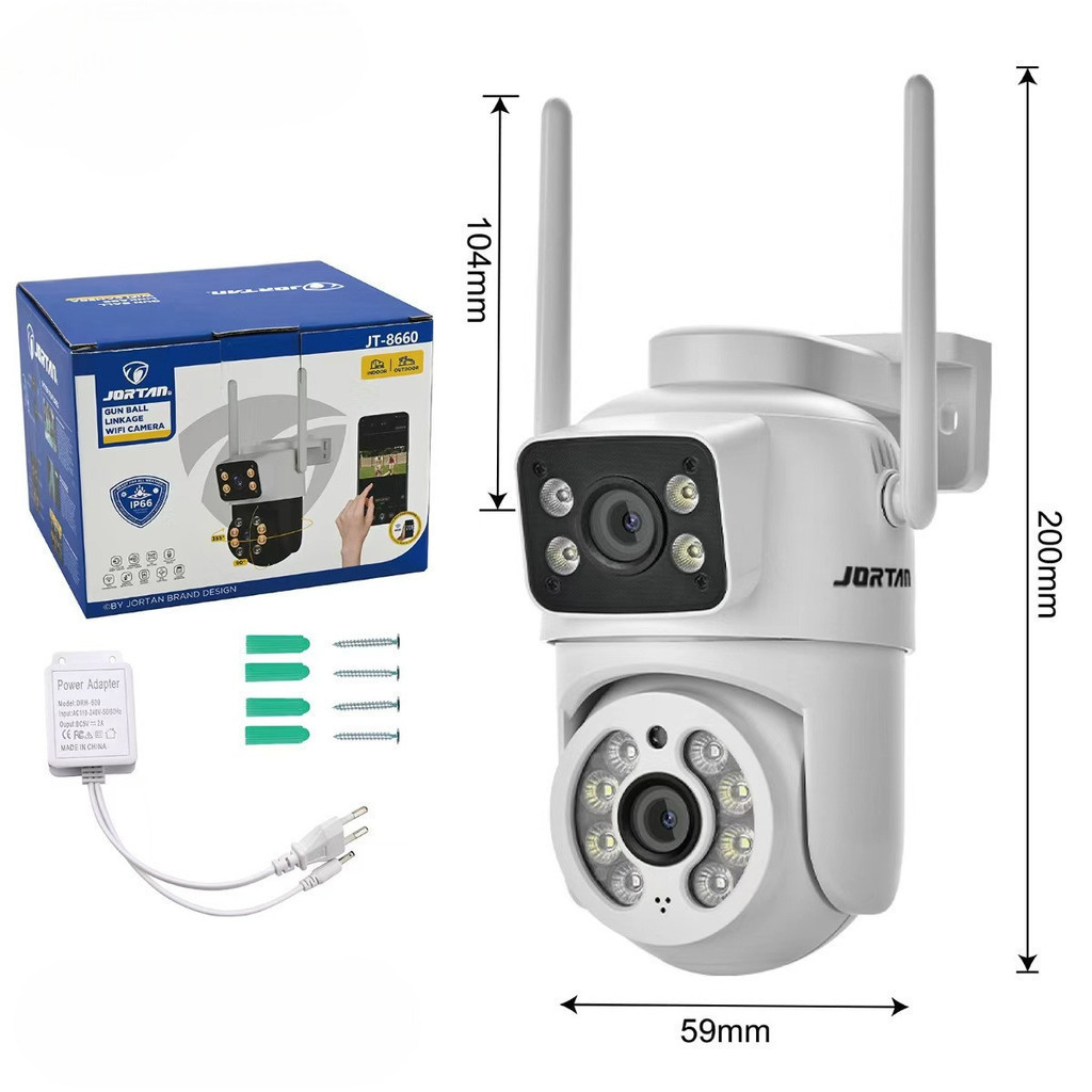 Câmera de Segurança Wi-Fi Externa IP66 2 Lentes 