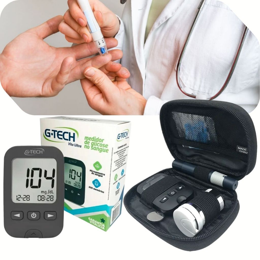 Aparelho Medidor De Glicose G-tech Vita Kit 10tira