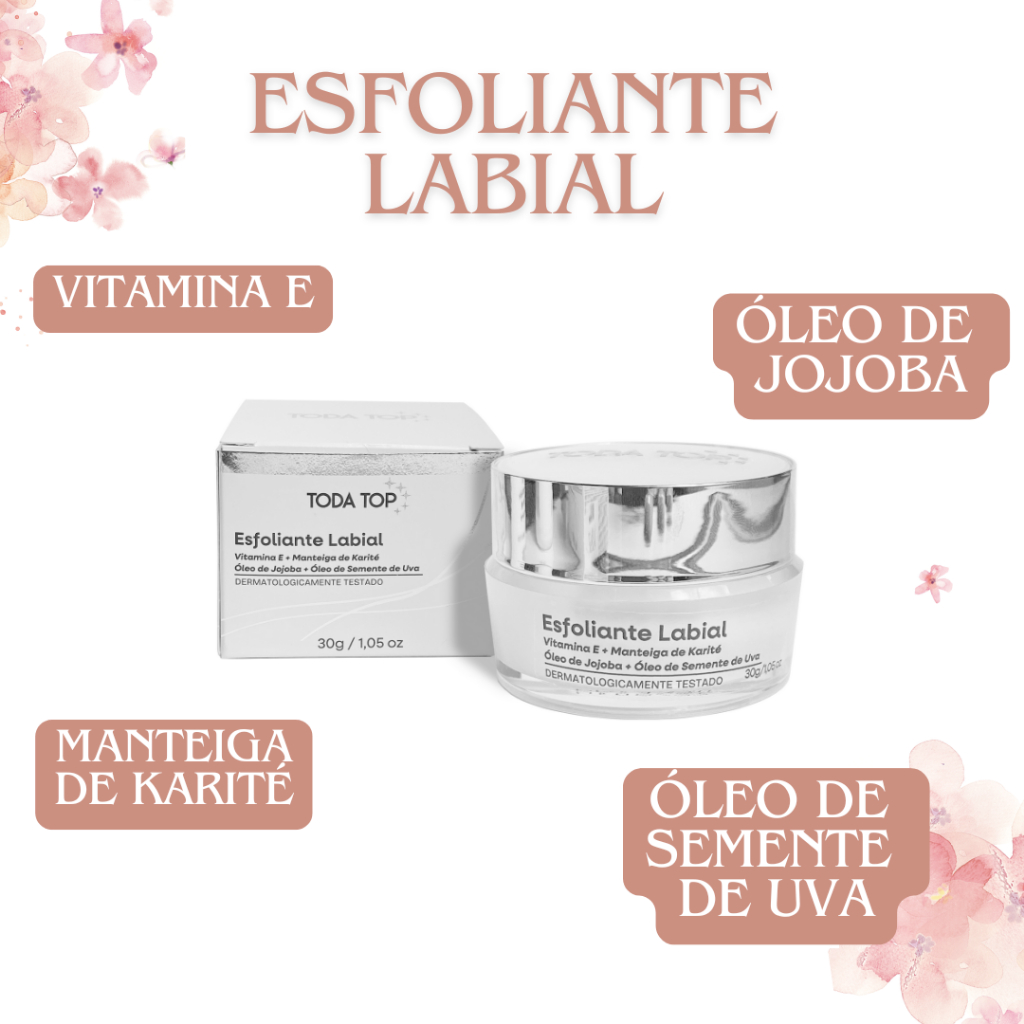 Esfoliante Labial com Vitamina E + Mantega de Kari
