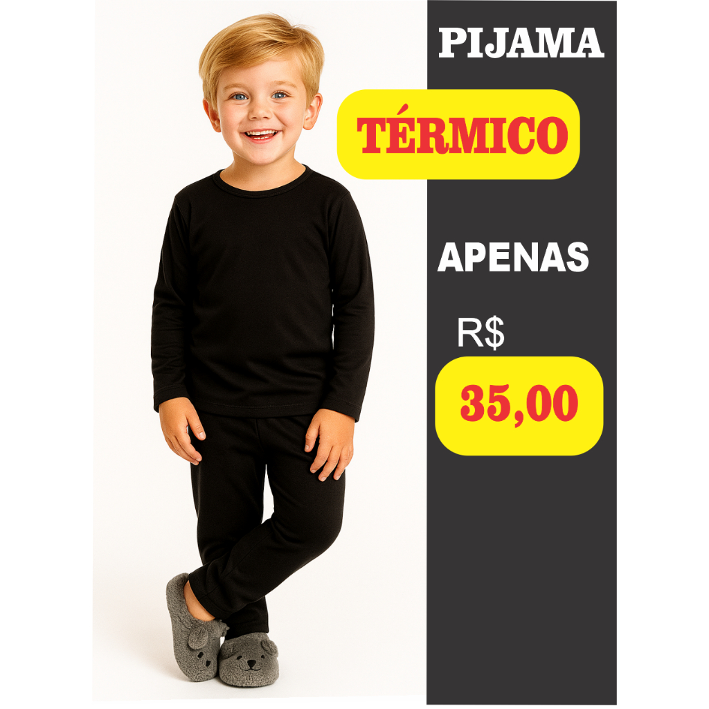Pijama Infantil Térmico Flanelado do Tamanho 2 ao