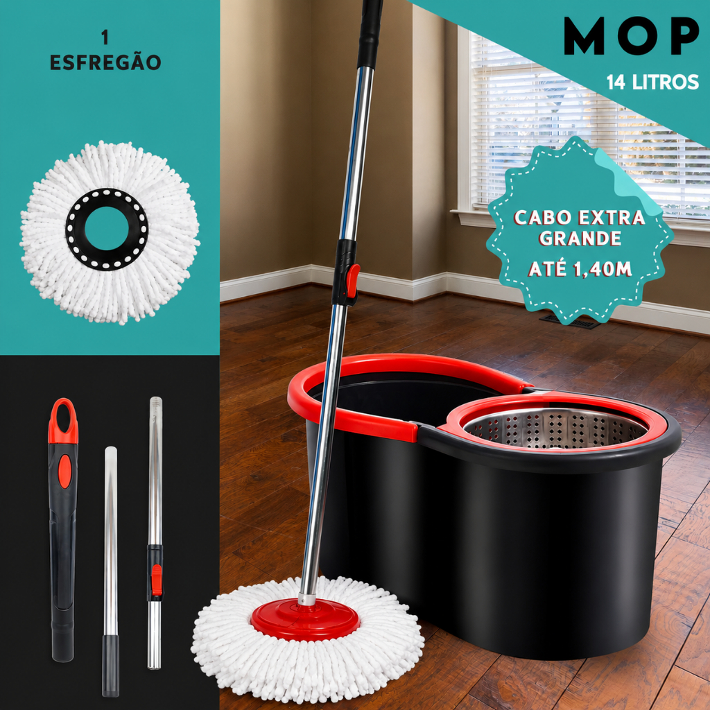 Mop Girátorio Cleaner Profissional Balde com Cen