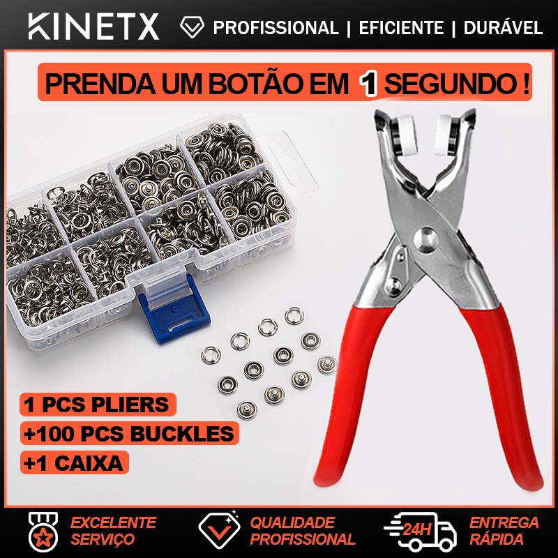 Alicate Aplicador 100 Botões de Pressão de Metal