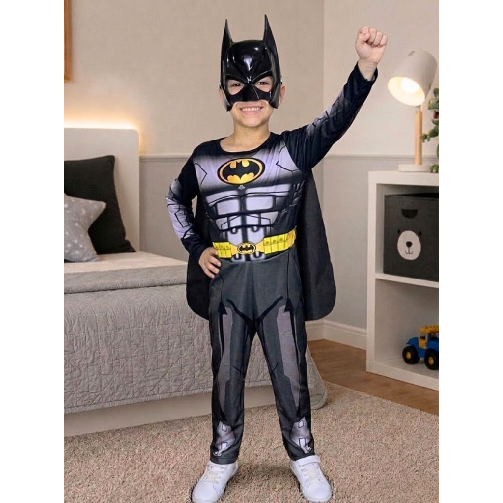 Roupa Fantasia Infantil BatmanLongo CEnchimento CM