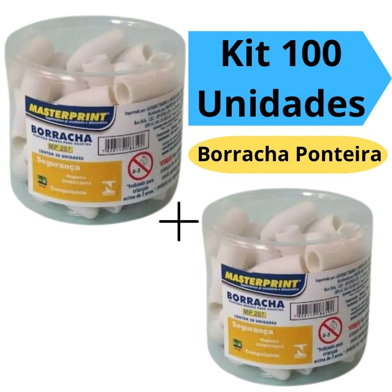 Kit 100 Borracha Branca para Ponteira de Lápis Es